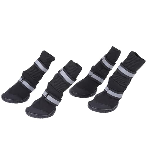 Akozon 4-teiliges Set, wasserdichte Haustier-Hundeschuhe, rutschfeste Schutzstiefel für Große Hunde, Schwarz, Multifunktionales Zubehör für den Heimgebrauch (XL) von Akozon