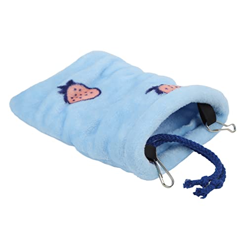 Akozon Blauer Erdbeer-Hamster-Schlafsack mit Außentasche – Kuschelig Warmer Schlafsack für Zwerghamster und Zuckergleiter (kleine Größe) von Akozon