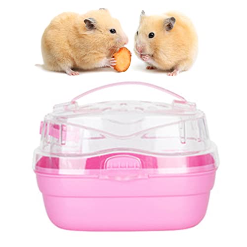 Akozon CARNO Hamster-Reiseträger – Tragbarer Handtransportkäfig für Haustiere, Ideal für Reisen und Outdoor-Abenteuer (PINK) von Akozon