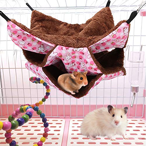 Akozon Eichhörnchen-Schlafsack Zum Aufhängen – Kleines Haustier-Hängemattenbett für Hamster, Mäuse, Meerschweinchen und Andere Kleine Tiere – Gemütlicher, Weicher und Lustiger von Akozon