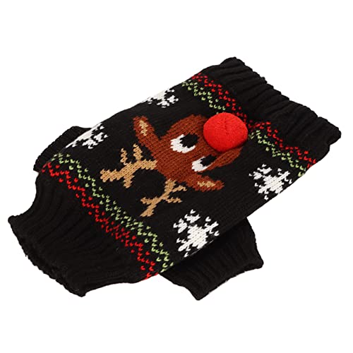 Akozon Gemütlicher Weihnachts-Hundepullover – Dicker Schneemann-Hundepullover für Kleine Hunde und Katzen – Festliche Haustierkleidung für Neujahr – Winterurlaubsbekleidung (Black) von Akozon