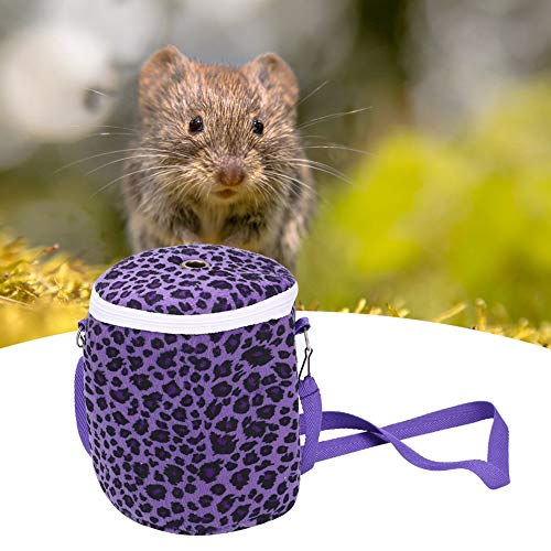 Akozon Große, Kurze, Tragbare Haustier-Hamster-Einschulter-Warmtragetasche aus Plüsch für Eichhörnchen, Hecken, Meerschweinchen, Lila Leopard (lila Leopardenmuster) von Akozon