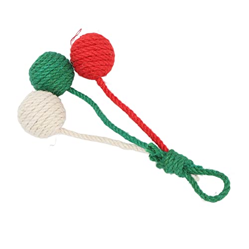 Akozon Hängender Katzen-Sisalball, Kaubar, Bunt, Interaktive Katzen-Sisal-Seilball-Ornamente für Haustiere Im Innenbereich, Grün, Weiß (rot grün weiß) von Akozon