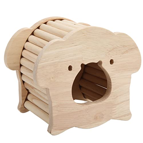 Akozon Hamster-Holzhaus in Schweinekopfform, Hölzerne Hamsterhütte mit Lustiger Kletterleiter für Kleine Haustiere von Akozon