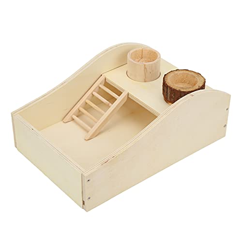 Akozon Hamster-Sandbad-Box aus Holz für Kleine Haustiere, Dusche und Grabsandbadewanne für Hamster, Meerschweinchen, Hamster-Sandbad von Akozon