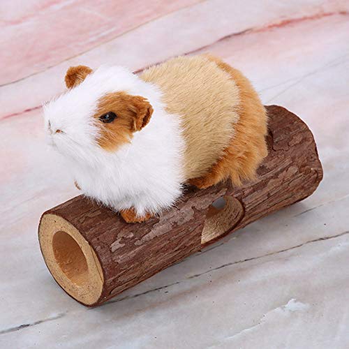 Akozon Hamsterröhre und Vogelstange aus Natürlichem Holz, Kauspielzeug für Kaninchen aus Massivem Holz, Baumstamm für Katzen und Hunde – Sichere und Langlebige Tieranreicherung (L) von Akozon