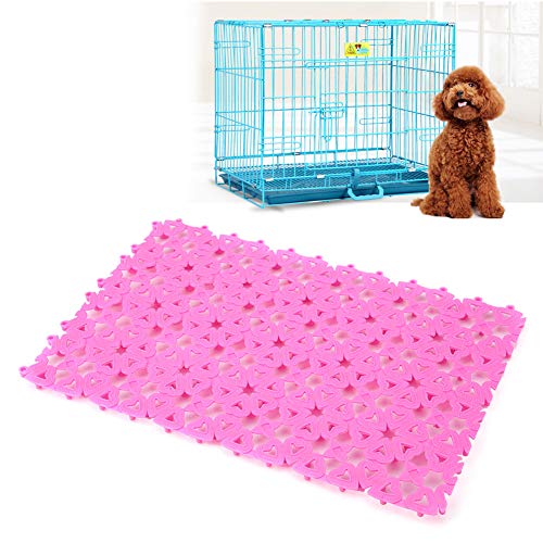 Akozon Hunde-/Katzen-Haustiermatte, Kunststoff, Gespleißt, Hohl, Anti-Rutsch-Pads für Haustierkäfig, Matte, Badezimmerboden (Rosa) von Akozon