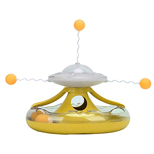 Akozon Katzen-Drehteller-Leckkreis-Tracking-Puzzle, Futterausgabe für Kätzchen Im Innenbereich, Katzen-Drehteller-Leckage (Yellow) von Akozon