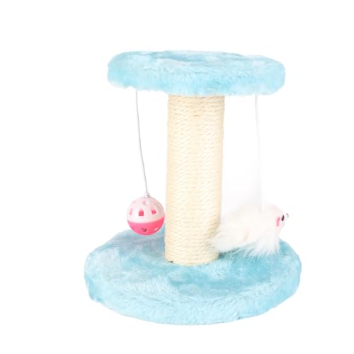 Akozon Kratzbaumturm aus Sisal in Blau und Rosa mit Plüsch-Katzenbett und Kratzbaum – Interaktives Klettermöbel für Kleine Katzen (Blue) von Akozon