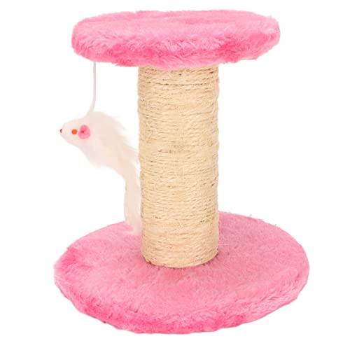 Akozon Kratzbaumturm aus Sisal in Blau und Rosa mit Plüsch-Katzenbett und Kratzbaum – Interaktives Klettermöbel für Kleine Katzen (PINK) von Akozon