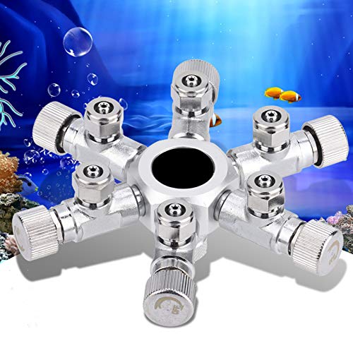 Akozon Multi-Wege-Verteiler, Aquarium-Regler, CO2-Splitterventil, Aquarium, Multi-Wege-Verteiler (6 Durchgänge) von Akozon