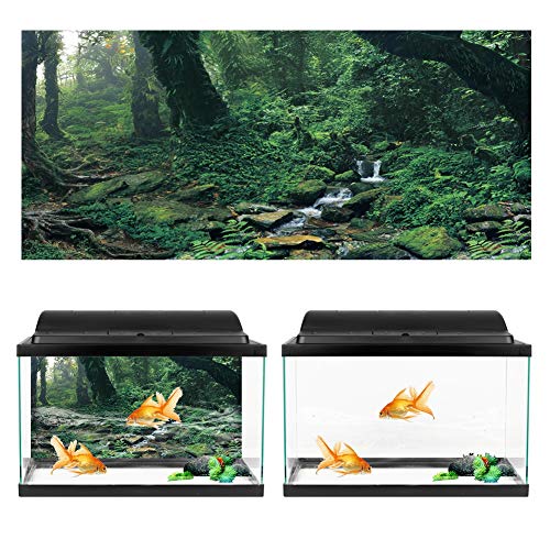 Akozon PVC-Kleber Riverway Green Woods Aquarium Hintergrund Poster Aufkleber Aquarium Dekoration PVC-Kleber Riverway (122 * 46cm) von Akozon