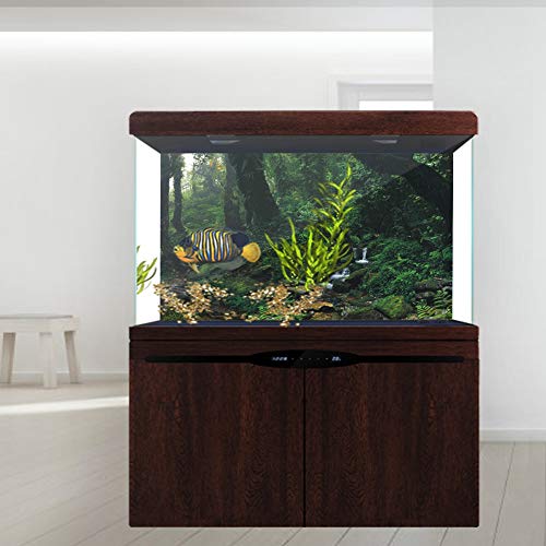 Akozon PVC-Kleber Riverway Green Woods Aquarium Hintergrund Poster Aufkleber Aquarium Dekoration PVC-Kleber Riverway (91 * 50CM) von Akozon