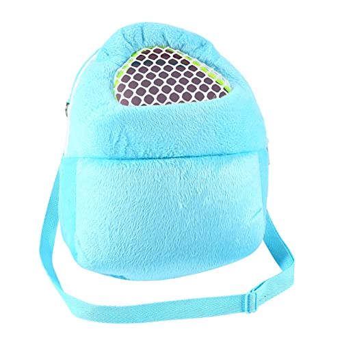 Akozon Tragbare Haustier-Tragetasche für Hamster, Ratte, Igel, Kaninchen und Frettchen – Atmungsaktive Ausgehende Reisehandtasche mit Schultergurt, 20,3 X 25,4 cm in Rosa (Blue) von Akozon