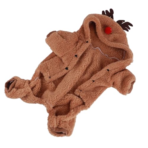 Akozon Weihnachts-Rentier-HundekostüM – Weicher Samt-Hoodie-Haustier-Pyjama für den Winter – Warmer Urlaubs-Strampler für Kleine, Mittelgroße und Große Haustiere – Größen S, M, von Akozon