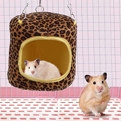 Akozon Baumwolle Haustier Hamster Warme Hängematte Hängendes Schlafnest für Eichhörnchen Hecke Meerschweinchen Chinchilla KaninchenLila Leopard Professionelles Zubehör für den Einsatz von Akozon