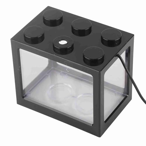 Akozon Dekoratives Mini-Aquarium, USB-LED-Licht, Lampe, Aquarium, Box, Büro, Teetisch, Dekoration, Professionelles Zubehör für den Einsatz (Black) von Akozon