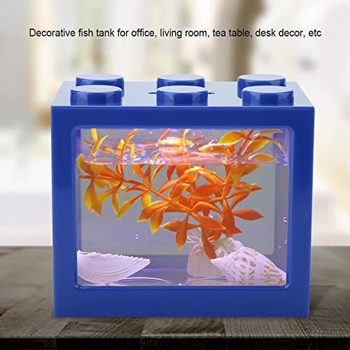 Dekoratives Mini-Aquarium, USB-LED-Licht, Lampe, Aquarium, Box, Büro, Teetisch, Dekoration, Professionelles Zubehör für den Einsatz (Blue) von Akozon