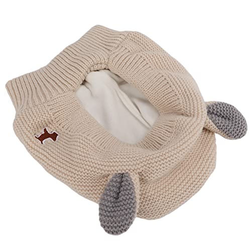 Akozon Gestrickte Kaninchenohren-Haustiermütze, Lärmschutz, Warme Ohrenschützer für die Hundepflege, Mütze für Große Hunde, Beige (Beige) von Akozon