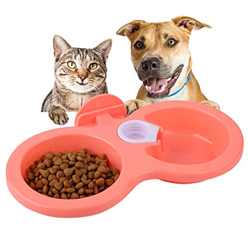 Haustier Katze Hund Welpen Doppel Schüssel Hängen Futter Wasser Feeder für Kiste Käfig Kleine Haustier Katze Hund (PINK) von Akozon