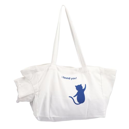 Akozon Haustier-Leinen-Umhängetasche, Tragbar, Niedliche Katze, Segeltuch-Tragetasche, Haustier-Tragetasche, Segeltuch-Tasche für Shopping, Reisen, Haustier-Leinen-Schultertasche (White) von Akozon