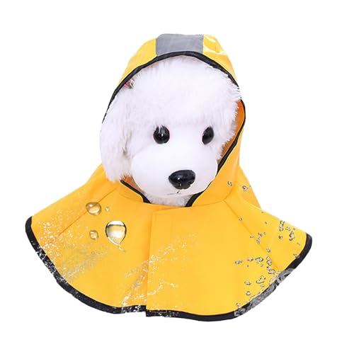 Hunde-Regenmantel mit Reflektierendem Streifen, Haustier-Regenjacke, Wasserdichter Poncho-Umhang mit Kapuze für Große Hunde, Gelb, L Hunde-Regenmantel mit (M) von Akozon