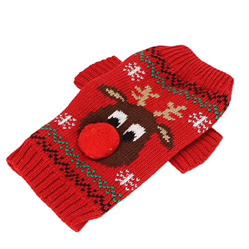 Hunde-Schneepullover, Verdickender Neujahrs-Weihnachts-Hundeurlaubspullover für Kleine und Mittelgroße Hunde, L, Schwarz (Rot) von Akozon