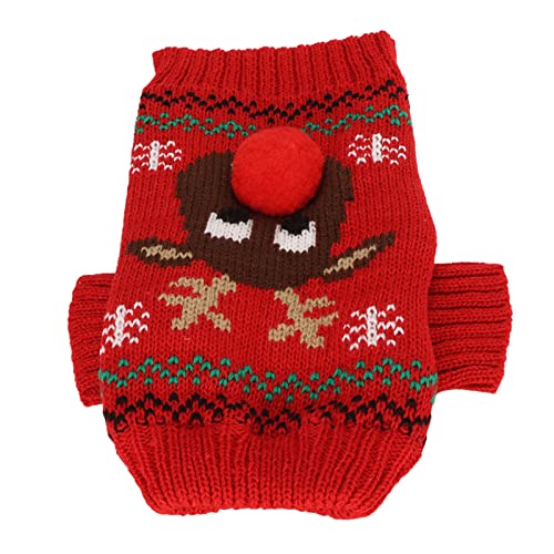 Hunde-Schneepullover, Verdickender Neujahrs-Weihnachts-Hundeurlaubspullover für Kleine und Mittelgroße Hunde, L, Schwarz (Rot) von Akozon