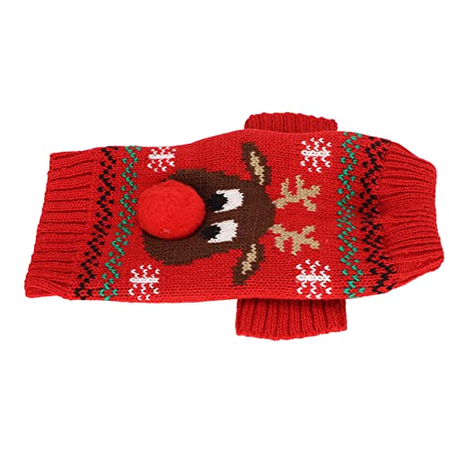 Hunde-Schneepullover, Verdickender Neujahrs-Weihnachts-Hundeurlaubspullover für Kleine und Mittelgroße Hunde, L, Schwarz (Rot) von Akozon