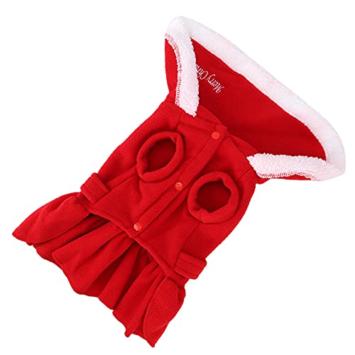 Kleine Hundekleidung, Festliches Weihnachtliches Rotes Hundekleid für Kleine Hunde – Winter-Welpenjacken-Kleidungsoutfit (M) von Akozon