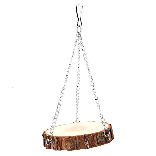 Schaukel aus Naturholz, Wooden Eco Friendly Portable Pet Swing Toy Bett Korb Haus Spielzeug Vogel Schaukel für Hamster Rennmäuse Ratte Mäuse Kleintiere Käfig Barsch Stand Jo von Akozon