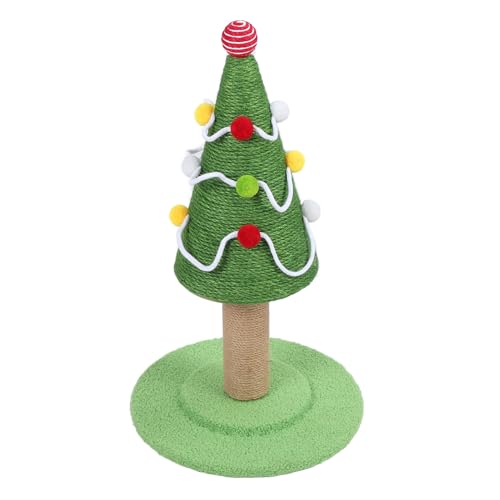 Weihnachtsbaum-Katzenkratzbaum – Sisal-Katzenbaum-Kratzbaum Zum Schutz von Möbeln und Zum Spielen mit Katzen, Fröhliche Innendekoration (Groß: 40 x 65 cm / 15,7 x 25,6 Zoll) von Akozon