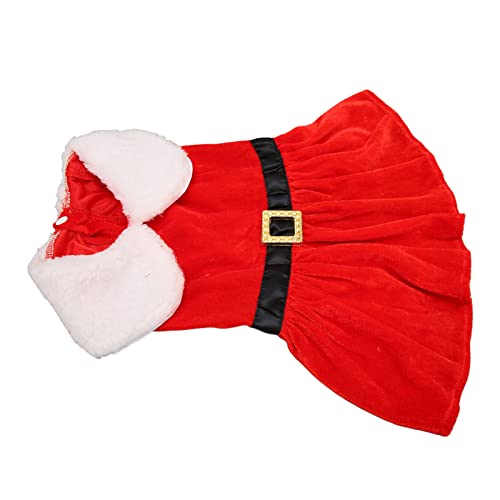 Weihnachtsmann-Hunde-Weihnachtskleid, Elastische Haustier-Winterkleidung für Kleine Hunde, Katzen, Weihnachtsmann-Kleid, Hautfreundlich, Atmungsaktiv (L) von Akozon