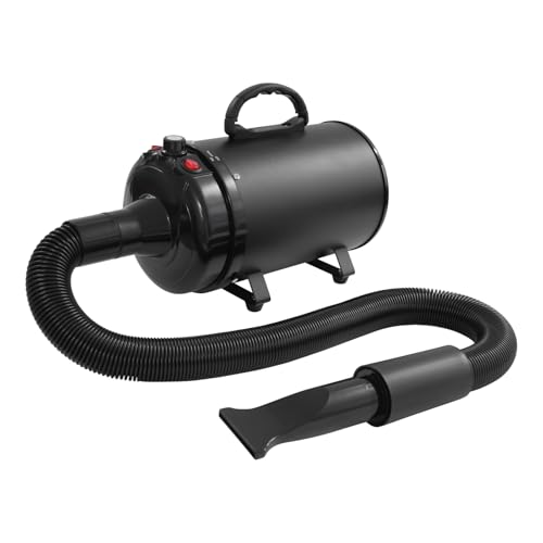 Akuoyiexemye 2200W Haustier-Haartrockner mit 4 Düsen, 30℃/55℃ 25-75m/s Einstellbare Pet Dryer, Hundefön Blower Hundepflege-Trockner-Gebläse (Schwarz) von Akuoyiexemye