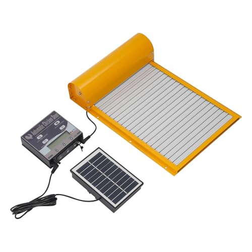 Automatische Hühnerklappe Solar mit Bedienfeld, Hühnertür Elektrische HühnerklappeTüröffner mit Fernbedienungs/Manueller/Timer/Lichtsensor-Modus für Geflügel (Gelb) von Akuoyiexemye