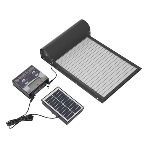 Automatische Hühnerklappe Solar mit Bedienfeld, Hühnertür Elektrische HühnerklappeTüröffner mit Fernbedienungs/Manueller/Timer/Lichtsensor-Modus für Geflügel (Schwarz) von Akuoyiexemye