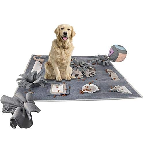 Alacritua Schnüffelteppich Hund Trainingsmatte 70x70cm Aktualisiert Riechen Trainieren Schnüffeldecke Futtermatte Trainingsmatte für Haustier Hunde Katzen von Alacritua