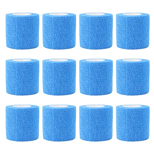 Aladeno 12er-Pack, 4,5 m, tierische elastische Bandage, elastische Bandage für Knöchel, Vlies-Bandage, Selbstklebende Kuhhuf-Reparaturbandage, Vlies-Polyester, wasserdicht (Blau) von Aladeno