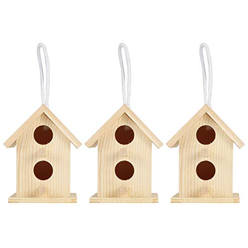 Aladeno 3 Innovative Holz-Vogelhäuschen für den Außenbereich, Nistkäfig-Ornament für Gartendekoration, zum Aufhängen Kleiner Vogel-Nistkästen, geschützter Warmer Ort für kleine von Aladeno