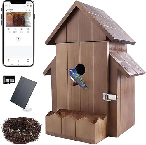 Vogelhaus mit Kamera, Smart Vogelhaus mit Kamera Solarenergie, 1080p HD WiFi Outdoor Vogelbox von Alakee