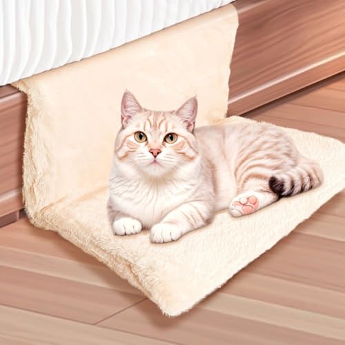 Alanmoship Katzenheizungsbett, warme Fleece-Betten, Haustier-Hängematten, Hängebett für Innenwand, Heizkörbe, Wiege, Katzen-Heizkörper-Hängematten Bett für kleine Tiere (Beige) von Alanmoship