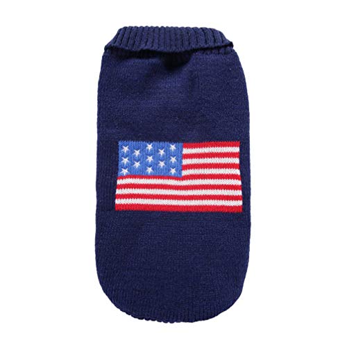 Alasum Haustierkleidung Mit Amerikanischer Flagge Warmer Winterpullover Modische Weihnachtskleidung Für Hündchen (Größe XXS) von Alasum