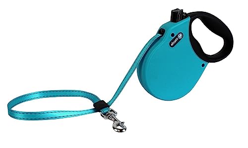 Alcott 5363-RLSHPW Abenteuer Rolleinen für Hunde Gurtleine 5 m lang Reflektstreifen im Gurt mit soft grauer Griff M blau, 30 kg von alcott