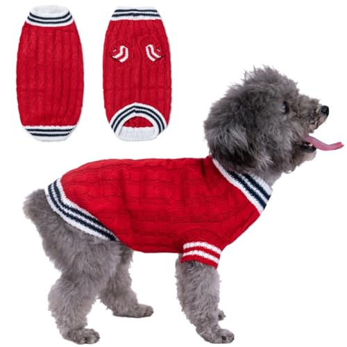 Weihnachtspullover für kleine und mittelgroße Hunde, klassischer Strickpullover für Hunde, Rot, Größe L von Alessia Cara