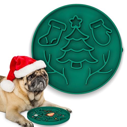 Slow Feeder Hundenäpfe • Hund Puzzle Schüssel • Leckmatte für Hunde mit Weihnachts-Fäustling-Design • Silikon Hundenapf • Sicheres Material für Haustiere • Für Hunde jeden Alters von Alfa Pet