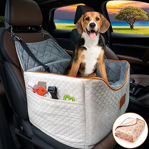 AlfaTok Memory Foam Booster Hund Autositz mit waschbarem abnehmbarem Bezug, erhöhter Haustierautositz, rutschfest, stabile Hundeerhöhung für kleine Hunde 11,3 kg, Hundesicherheitsgurt, von AlfaTok