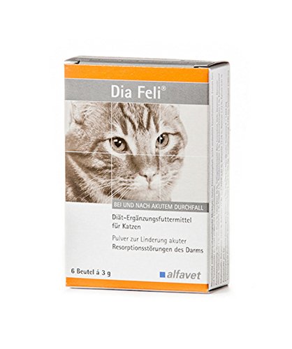 Alfavet Dia Feli Diät-Ergänzungsfuttermittel für Katzen bei Verdauungsstörungen und Durchfall, 6 Pulver Beutel à 3 g von Alfavet