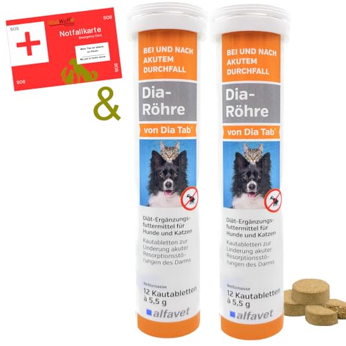 Alfavet Dia Tab Röhre 24x5,5g Hund Katze bei & nach Durchfall von Alfavet