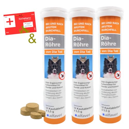 Alfavet Dia Tab Röhre 36x5,5g Hund Katze bei & nach Durchfall von Alfavet