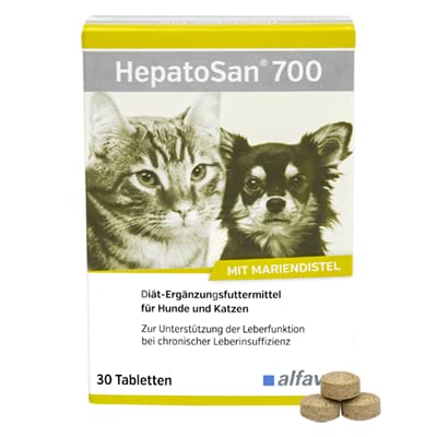 Alfavet HeptoSan 700 | 30 Tabletten | Ergänzungsfuttermittel für Hunde und Katzen | Kann zur Unterstützung der Leberfunktion bei chronischer Leberinsuffizienz beitragen von Alfavet